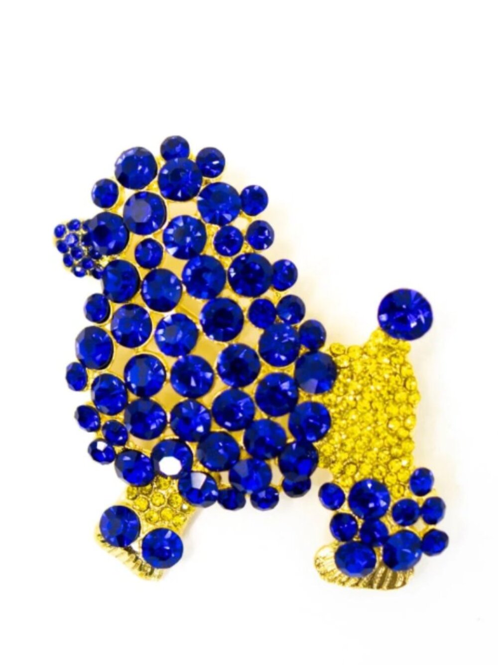 Blue & Gold Bling Poodle Pin